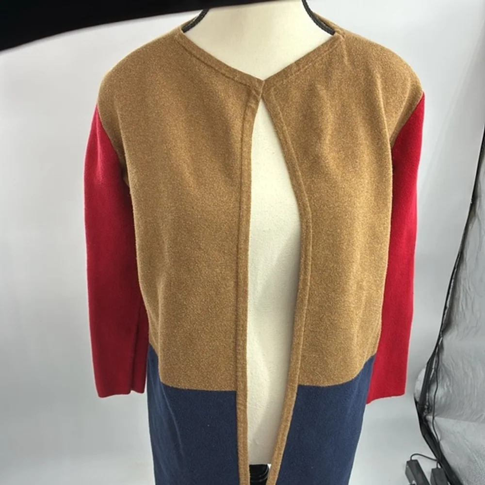 J.Crew Womens Colorblock Cardigan Sweater Size XXS Open Front Cotton Long